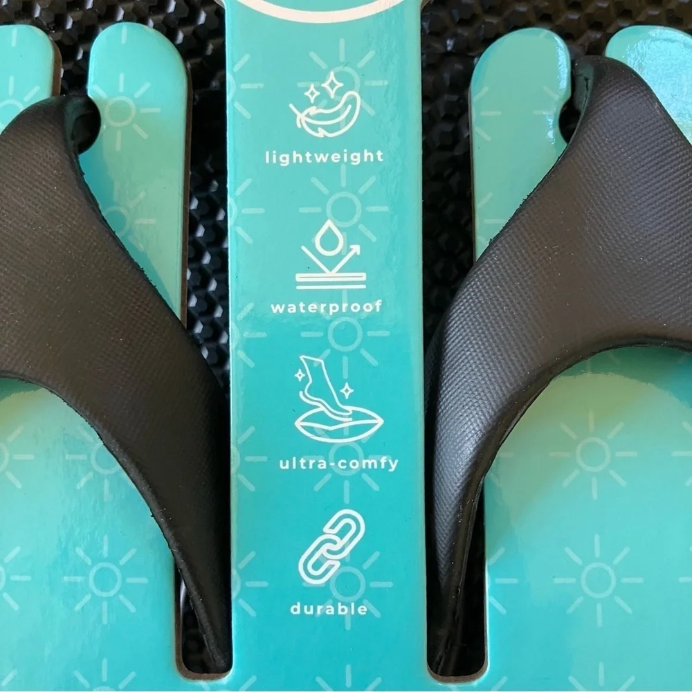 NWT Totes Everywhere Men's Black Flip Flop Thong Sandals 10